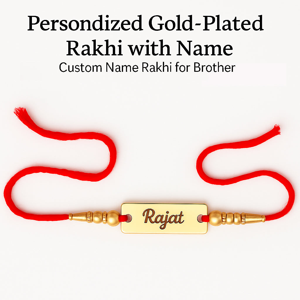Personalized Gold-Plated Rakhi with Name – Custom Name Rakhi for Brother