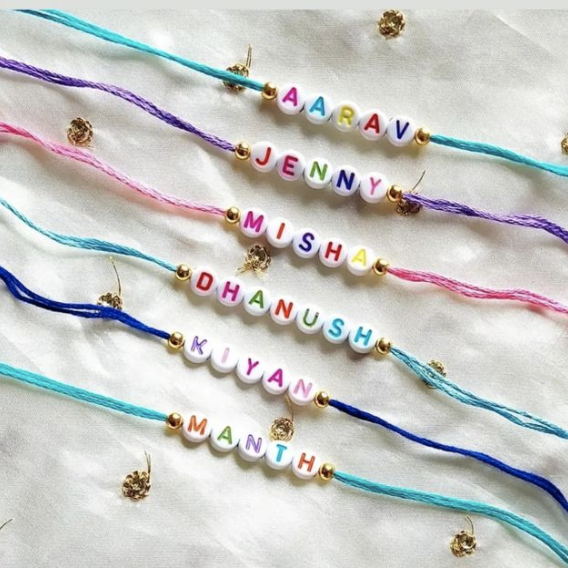 Custom Name Rakhi – Personalized Beaded Rakhi for Brother & Kids