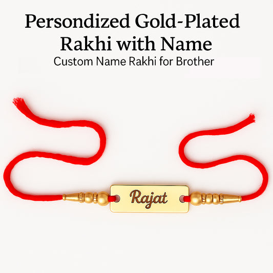 Personalized Gold-Plated Rakhi with Name – Custom Name Rakhi for Brother