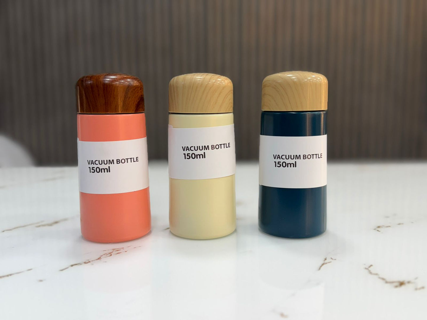 Personalized Mini Insulated Flask with Wood-Grain Lid