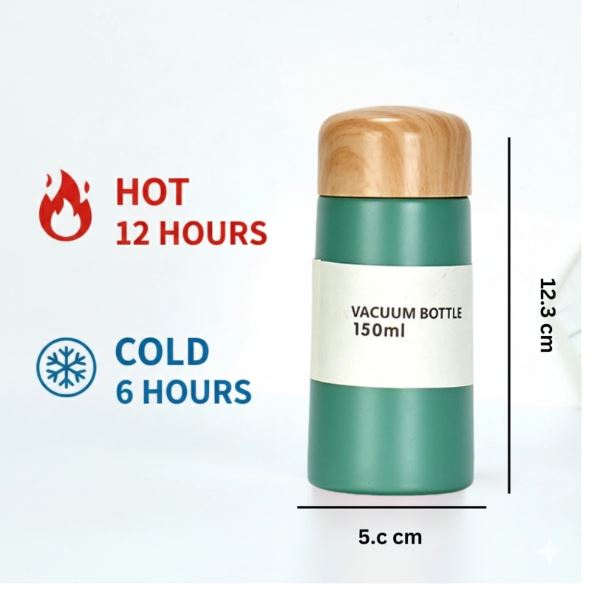 Personalized Mini Insulated Flask with Wood-Grain Lid